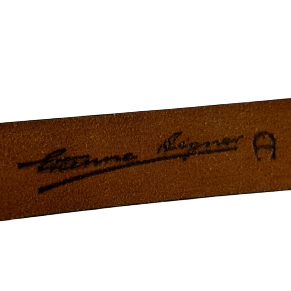 Rare Genuine ETIENNE AIGNER Burgundy Leather Logo Belt For Unisex Size XL 34 main image 5